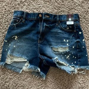 High rise distressed shorts